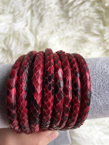Cordon en cuir de serpent véritable de qualité supérieure, rouge brillant, différentes tailles (4 mm, 5 mm, 6 mm, 8 mm, 12 mm), apprêts de bijoux en or de haute qualité, bijoux <span class=keywords><strong>VIYA</strong></span> - Product Image 2