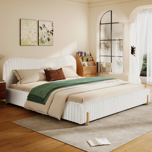 Blanc + Bouclette + Bois massif + MDF + Mousse