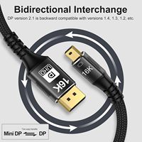 Cable Mini DisplayPort Macho a Macho 2.1 OEM ODM, Transmisión Bidireccional DP, 16K/8K60hz 4K240hz G-sync Freesync