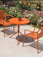Ensemble de tables et chaises de jardin en fer forgé pour hôtel, salon de thé et café – Sièges décontractés portables au design moderne et épuré
