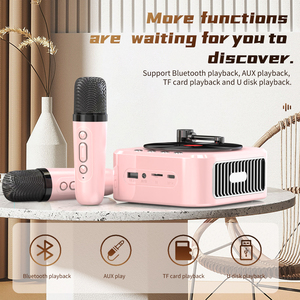 Cổ điển Retro không dây BT Karaoke loa stereo bass nặng FM USB <span class=keywords><strong>Flash</strong></span> Drive TF tay-miễn phí xách tay mini CD máy nghe nhạc - Product Image 3