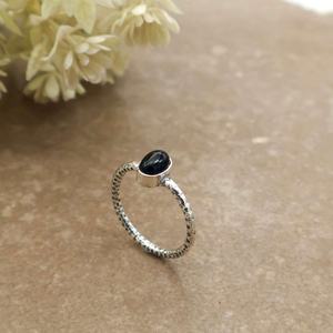 Black Tourmaline Bezel Setting 925 Sterling Silver <b>Dainty</b> <b>Ring</b> with Natural Gemstone for Wedding Engagement Gift - Product Image 1