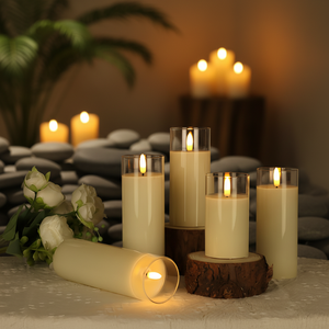 <span class=keywords><strong>Bougie</strong></span> LED en verre <span class=keywords><strong>à</strong></span> piles, <span class=keywords><strong>bougie</strong></span> sans flamme réaliste <span class=keywords><strong>à</strong></span> effet vacillant pour mariage, Noël, Halloween, anniversaire, décoration de la maison - Product Image 5