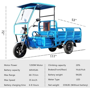 Powerful Performance Freight Electric Cargo Tricycle Scooter 1000W 3 Wheel Open Body 600kg Capacity 50-70km/h - Product Image 4