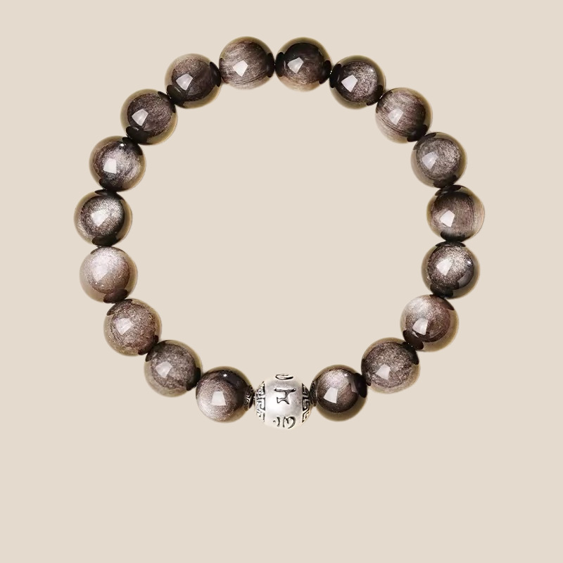 New in the palace-six character good luck silver yao stone-10mm