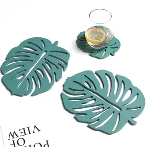 फैशन डिजाइन पर्यावरण लकड़ी MDF कप coasters हरी पत्ती कैक्टस कप चटाई सजावट चटाई