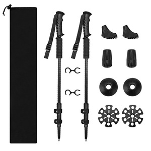 Bâtons de randonnée en alliage d'aluminium pour l'extérieur, lot de 2, 3 sections, bâtons de marche verrouillables, cannes de randonnée portables, course sur sentier, noir - Product Image 1