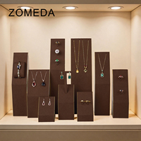 Ensemble de présentoirs à bijoux de luxe en microfibre avec logo personnalisé, pour comptoir professionnel, vitrine et présentoirs de fenêtre, support pour colliers et porte-bagues