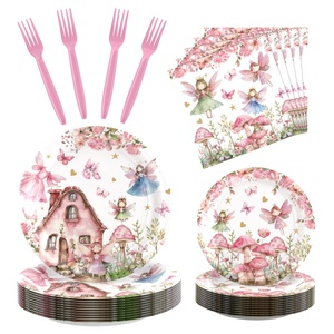 <span class=keywords><strong>Vaisselle</strong></span> jetable en papier à thème Fée des Fleurs de Printemps pour les fêtes d'anniversaire des enfants : Plateaux, gobelets, serviettes, décorations de fête à thème dessin animé - Product Image 6