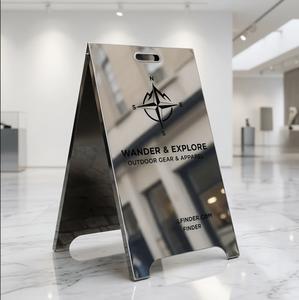 Marco <span class=keywords><strong>de</strong></span> acero inoxidable espejado con impresión UV para póster, señal <span class=keywords><strong>de</strong></span> precaución <span class=keywords><strong>de</strong></span> suelo <span class=keywords><strong>mojado</strong></span>, plegable, <span class=keywords><strong>de</strong></span> pie, para vestíbulo <span class=keywords><strong>de</strong></span> hotel - Product Image 1