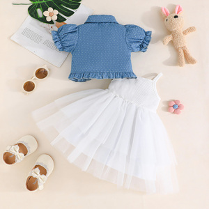 Vestido Casual Vaquero de Manga Corta para Bebé Niña de 3 a 24 Meses, con Flores, Transpirable, de Spandex/Algodón - Product Image 6