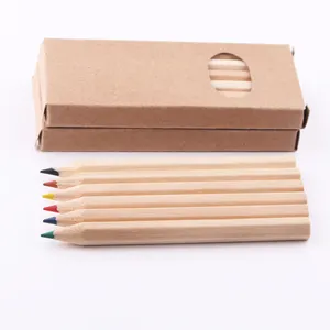 廉价小彩色铅笔迷你木制彩色铅笔套装半码3.5英寸6支小铅笔
