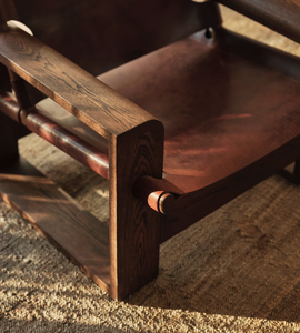 Fauteuil de Salon Rétro Européen Meuble de Luxe en Cuir et Bois Massif Fabriqué à la Main - Product Image 3