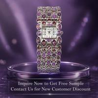 Luxuriöse Lila Kristall Damenuhr Quadratisches Zifferblatt Vintage Strass-Pavé Armband Quarz-Armreif-Uhren für Damen