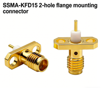 Connecteur coaxial RF SSMA-KFD15 50 ohms avec montage sur PCB à bride 2 trous, connecteur micro-ondes haute performance DC 18 GHz