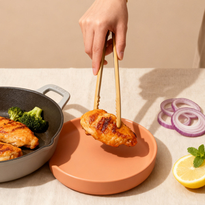 خشب طبيعي (10 قطع) مع حامل تخزين من الفولاذ المقاوم للصدأ-أدوات طهي منزلية وصديقة للبيئة - Product Image 4