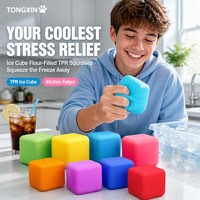 TONGXIN Bloc anti-stress personnalisé en TPR, en forme de bloc de glace, rempli de farine, à remontée lente, jouet de bureau, objet de collection, cadeau, vente en gros, OEM
