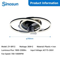 Ventilateur de plafond LED silencieux et dimmable avec télécommande, design créatif double cercle, 31 pouces, pour chambre à coucher moderne (OEM/ODM)
