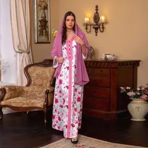 Vestido abaya abaya com estampas florais, roupa islâmica modular moderna abaya 2023