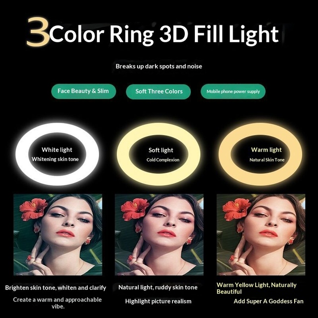 Remote-Controlled Touch Adjustable Dimmable 5000K-6500K Battery-Powered Fill Light Live Streaming Photo Beauty Photography