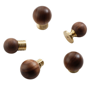Lgcdis Walnut Wood Cabinet <b>Knobs</b> Round Brass Base Chinese Style Furniture Handle Drawer Cabinet Door Hardware - Product Image 3