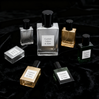 Flacon de parfum carré de luxe de 30 ml, flacon de parfum vide en verre coloré avec vaporisateur et couvercle