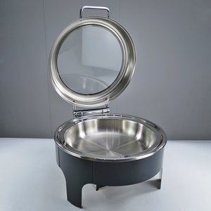 Estufa de buffet de pies redondos, suministros para restaurante, producto de plato de frotamiento, calentador de alimentos negro con ventanas - Product Image 3