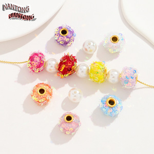 NANTONG Colored Ab <b>Sequined</b> Pom Pom Spacer Beads 16mm For Diy Jewelry Accessories - Product Image 2