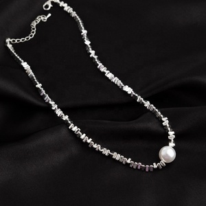 Collier en argent 999 de luxe pour femmes avec diamant et perle meilleur cadeau de bricolage personnalisé chaînes bijoux - Product Image 3