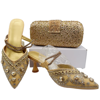 Chaussures de soirée de créateur italien avec pochette assortie pour mariages africains et occasions nuptiales, chaussures pour femmes en dentelle brodée et perles