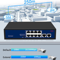 Conmutador PoE de red de puerto de enlace ascendente de 8 + 2 Gigabit no administrado 8*100m + 2*1000m SKD/CKD WLAN para cámara IP CCTV