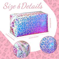 Pochette de maquillage transparente avec logo personnalisé, motif léopard, paillettes, trousse de toilette de voyage