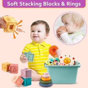 Jouets Montessori Sensory Bins Jouets à tirer Jouets de <span class=keywords><strong>bain</strong></span> <span class=keywords><strong>pour</strong></span> bébés 6 en 1 Blocs empilables Anneaux Jouets <span class=keywords><strong>pour</strong></span> bébés de 6 à <span class=keywords><strong>12</strong></span> <span class=keywords><strong>mois</strong></span> - Product Image 4