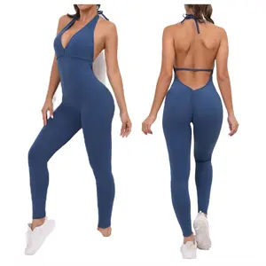 Hot Selling Sexy Open Back One Piece Yoga Jumpsuit Ladies Gym Wear Backless Sports Fitness Bodysuit Dance Running wears