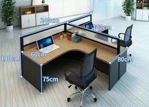 Poste de travail modulaire à 4 voies Mobilier de bureau pour 4 personnes Pieds en métal Table 4 places - Product Image 3
