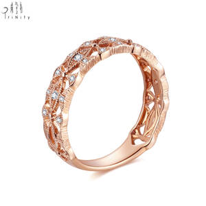 Dernier modèle de bague de fiançailles de luxe en or rose massif 18 carats et véritable diamant naturel pour femme de style vintage - Product Image 4
