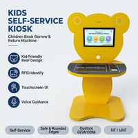 Kioscos de Autopago para Bibliotecas HAUMR con Forma de Oso Adorable, RFID para Niños, Renovación, Consulta, Guía por Voz, Máquina de Devolución de Libros para Niños