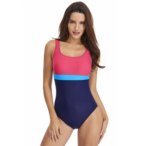 Maillot de bain une pièce sexy pour femme, color-block, style sport, idéal pour la plage et les sources chaudes, coupe triangle pour la natation - Product Image 4