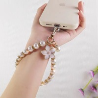 Porte-clés tendance en plastique avec perles, fleur, bijou pour femme, pendentif perle, coquillage, breloque pour sac, accessoire pour clé de voiture