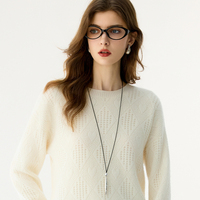 Fournisseur en gros de pulls en cachemire et laine pour femmes, OEM et ODM, pulls en laine jacquard à col rond personnalisés
