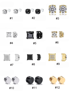 G3142 <span class=keywords><strong>Pendientes</strong></span> Magnéticos de Acero Inoxidable con Estrás para Hombre Sin Perforación Clip de Oreja Cuadrado de Moda al Por Mayor - Product Image 6