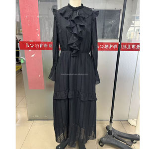 Kadınlar için özel Charlotte fırfırlı elbiseler yüksek boyun çizgisi uzun kollu Maxi elbiseler bayanlar - Product Image 3