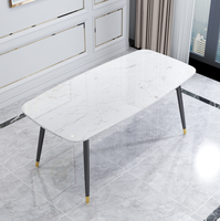 Ensemble de table à manger rectangulaire moderne, meubles de luxe en marbre, meubles de maison, petite table à manger en verre, ensemble de 4 chaises, 10 pièces