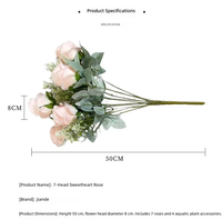 11 Roses Douces, Bouquet de Mariée Fait Main, Composition Florale Féerique, Centre de Table, Fleurs Artificielles Réalistes en Soie