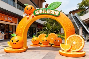 Arco Decorativo Personalizado con Temática Naranja para Exteriores, Instalación en Plazas Comerciales, Instalaciones para Fotos, Gran Escala, FRP Tallado a Mano, Alta Visibilidad - Product Image 6