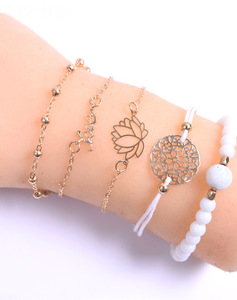 Pulseras de amor en inglés de loto para <span class=keywords><strong>hombre</strong></span> y mujer, juego de pulseras de joyería con cuentas de turquesa blanca - Product Image 2