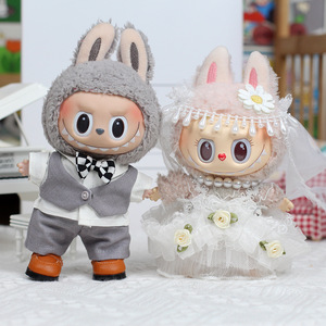 <b>Labubu</b> Doll Wedding Dress 17cm Vinyl Pendant Adorable Macaron Style Plush <b>Toy</b> for Kids - Product Image 1