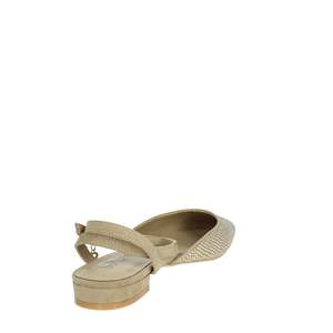 Ballerines plates pour femmes avec lanières et strass, bout pointu, beige - Product Image 3
