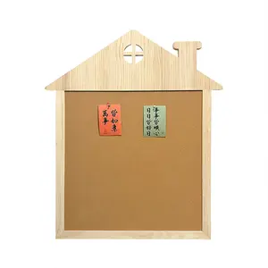 The cute decoration of the kindergarten background wall with wooden frames and soft wooden boards in the shape of the house