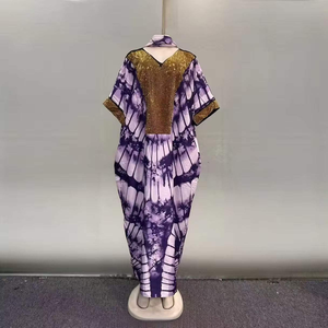 Wholesale New Middle Eastern Muslim Robe Short Sleeved Sequined Round Neck Elegant Dress - Product Image 6